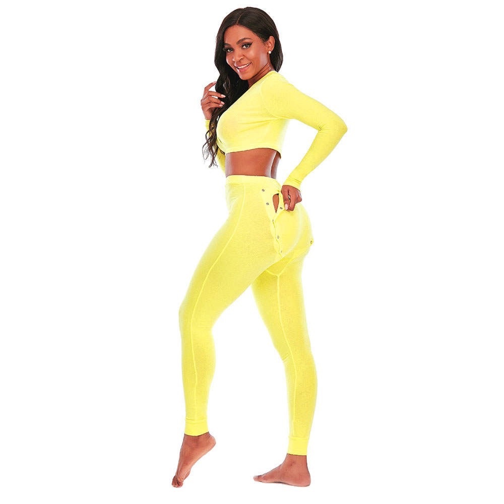 Women 2 pieces onesie pajama set with but flap